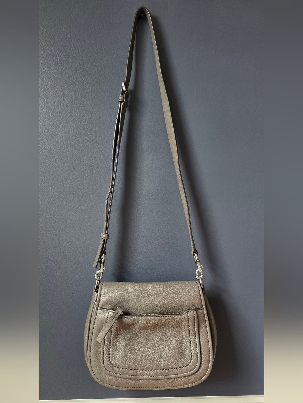 Marc Jacobs Grey Leather Crossbody Saddle Bag